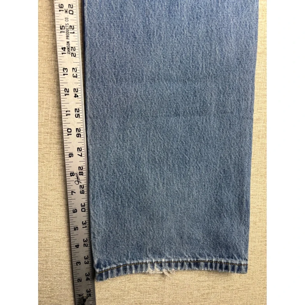 Levis 501 Mens 38x34 Jeans Grungy Light Blue Washed Denim Distressed High Fade
